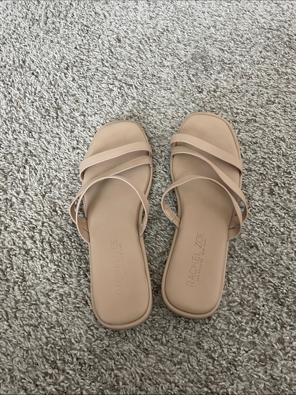 Rachel Zoe Beige Strappy Slide Sandals
